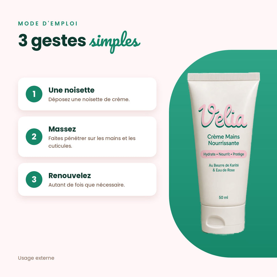 VELIA — Crème Mains Hydratante & Nourrissante